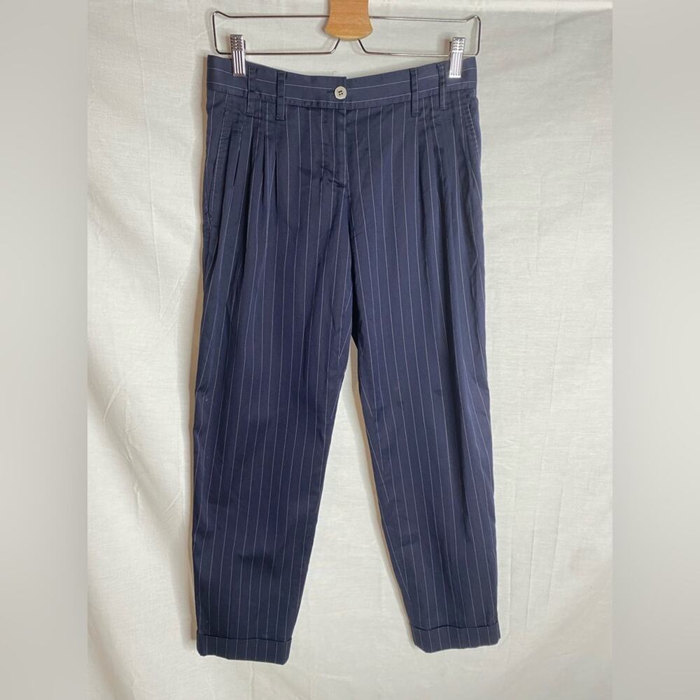 Dolce & Gabbana Cotton Pin Stripe Tuxedo Pants Black Size‎ 2 Italian 38